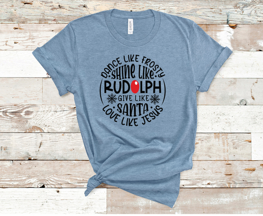 Shine Like Rudolph Christmas Tee - Adult Christmas T-Shirt