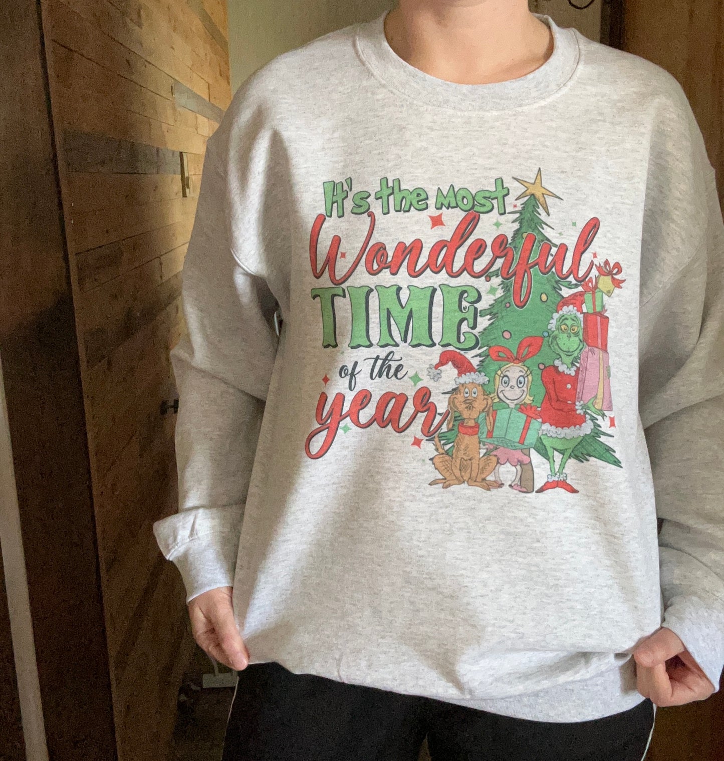 Most Wonderful Time of the Year - Vintage Grinch Crew - Adult Christmas Crewneck