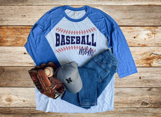 Baseball Mom 3/4 Sleeve Raglan Shirt