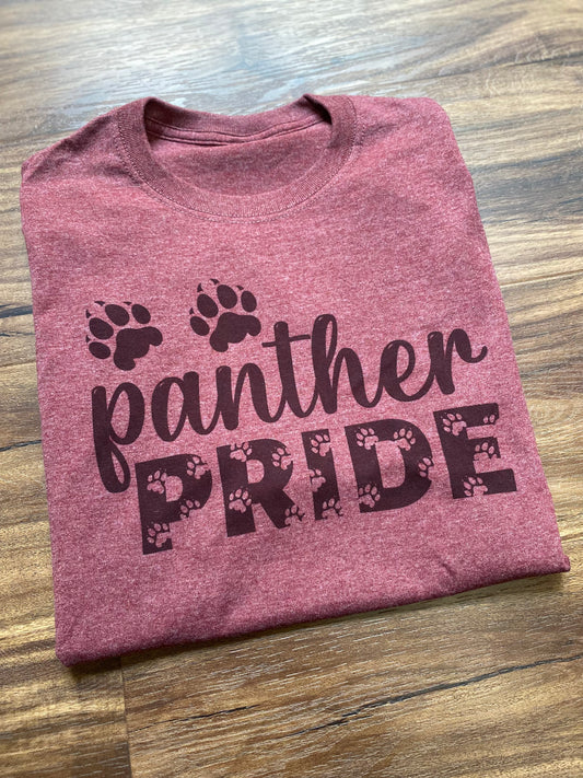 Adult Panther Pride T-Shirt - Heathered Maroon or Ash Grey