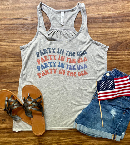 Party in the USA Vintage Flowy Racerback Tank Top